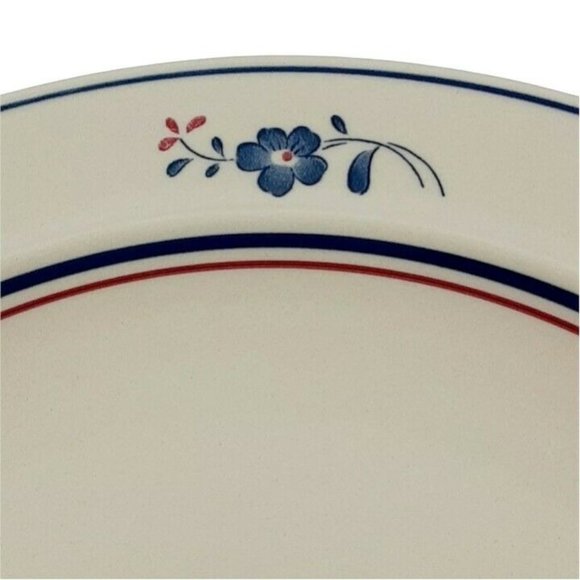 Stockholm Red Blue Floral Dinner Plate Vintage Patriotic Stoneware Dinnerware - Picture 3 of 8